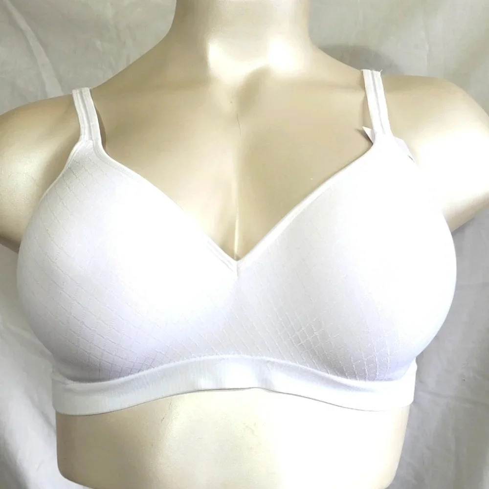 XXL Hanes G260 HU08 HP08‎ Wire Free Soft Cup Bra White Diamond NWT